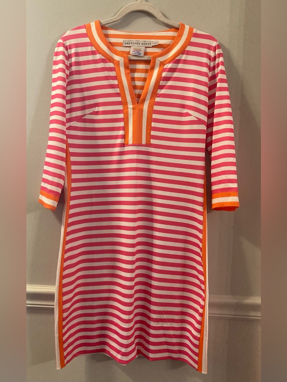 Gretchen Scott Orange & Pink Striped Dress